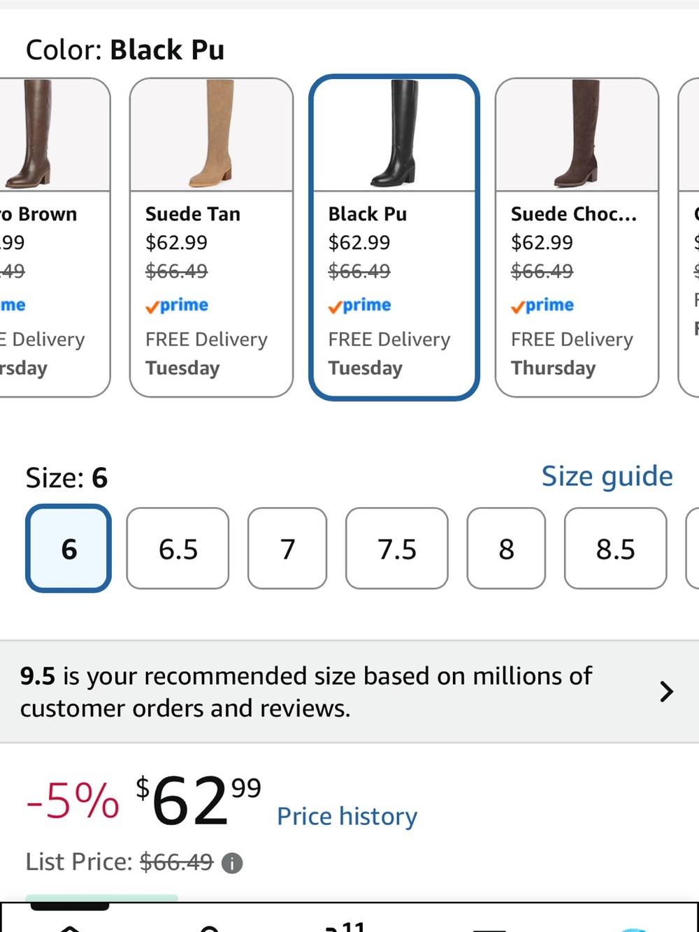 Women's Black Knee-High Heeled Boots — Classic Block Heel Riding Style - Picture 6 of 7